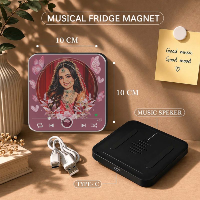 Gift for Bride Personalized Musical Fridge Magnet Custom with Photo & Song Indian Bride Wedding Gift for Sister & Bestie Bridal Shower Gift